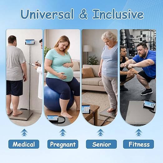Extra Wide Heavy Duty Scale for Body Weight 300kg/660 Lb Bariatric Scale w. Wall Mount External Digital Display for Plus Size Person Elderly Doctor Office