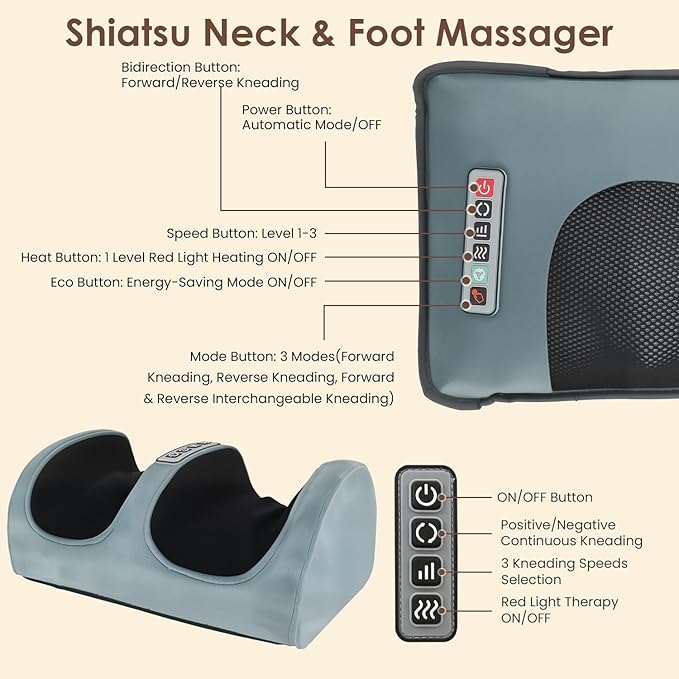 Full Body Massage Mat with Heat&ampVibration -Flannel Shiatsu Back Massager Heat Timer Neck&amp Foot Massager Lumbar Pillow&ampHead Pillow - Massage Chair Pad w Anti-Slip Bottom for Stress Relief/G