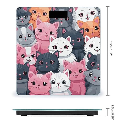 Digital Bathroom Scale for Body Weight Scale with Bright LCD Display High Accuracy Step-On Technology Auto On/Off Cute Kittens Digital Scales 400 Lbs /180kg