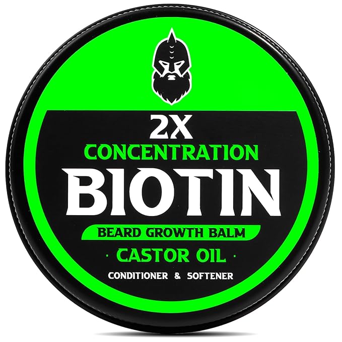 Beard Balm 2X Thickening Biotin with Castor Oil and Argan &amp Jojoba Oils Promotes Beard Growth Styles Strengthens &amp Softens Beards &amp Mustaches 2 Ounce Vanilla Cedar Orange | Thicke