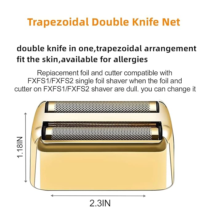Replacement Foil and Cutters Compatible with BaBylissPRO Double Foil Shaver Replacement Foil Compatible with BaBylissPRO FXFS2 Shaver 4 counts (Gold)
