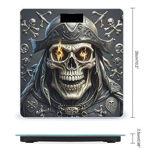 Pirate Skull Scale for Body Weight Highly Accurate Digital Bathroom Body Scale Digital Bathroom Scales for People Anti-Slip Large LCD Display Smart Scales
