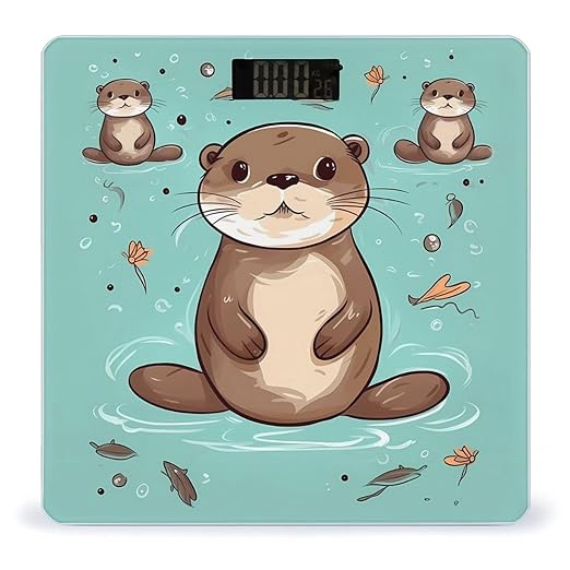 Digital Bathroom Scale for Body Weight Scale with Bright LCD Display High Accuracy Step-On Technology Auto On/Off Cartoon Cute Otter Digital Scales 400 Lbs /180kg