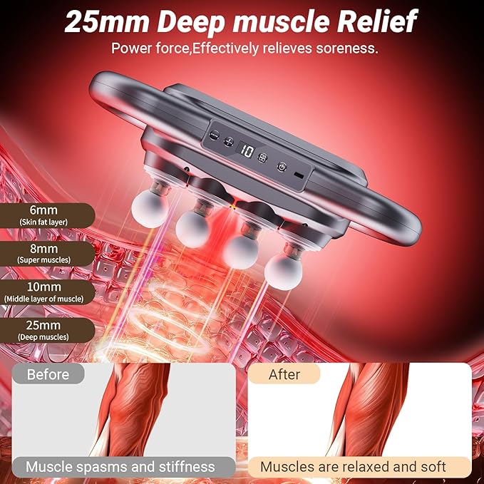 16 Head Massage Gun Deep Tissue 2026 Upgrade Back Muscle Massager with 9 Modes &amp 9 Intensities2600mAh6H Runtime Quiet Percussion Massager for Legs Waist Back Muscle Pain Relief