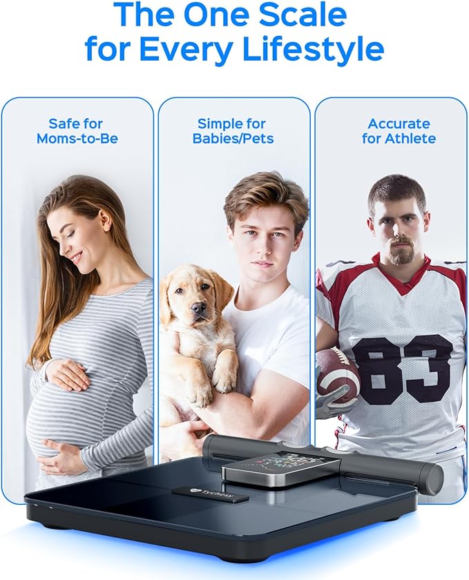 8-Electrode Body Pod Scale Dual-Frequency Smart Scale for BMI &amp Bone Density Professional Body Composition Analyzer with Segmented Analysis with Offline-Mode FSA&ampHSA Eligible