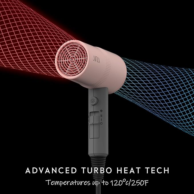 AINA Hair Dryer with Diffuser Blow Dryer for Women | Advanced Ionic Technology Ceramic Coating | Cold Shot Features Turbo Heat for Fast Drying and Shine 110V/ALCI (Misty Blush)
