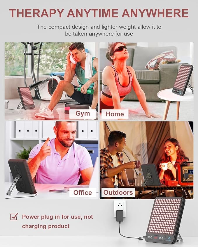 Red Light Therapy Panel 225 Dual-Chip LEDs with 660nm Red &amp 850nm Near Infrared Light for Face Skin Sleep Body Relaxation Portable Therapy Panel with Stand &amp Timer