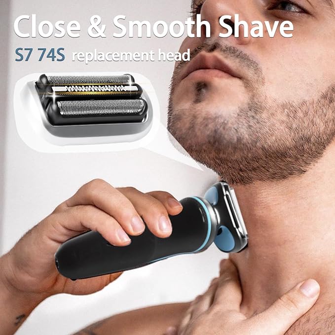 74S S7 Replacement Head for S7 Shavers Stainless Steel Blades &amp Precision Foil Smooth Shave No Pulling.