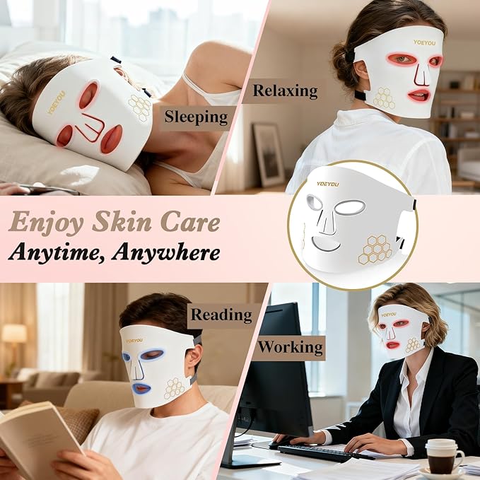 LED Light Therapy Mask Portable LED Light Therapy Mask Device White