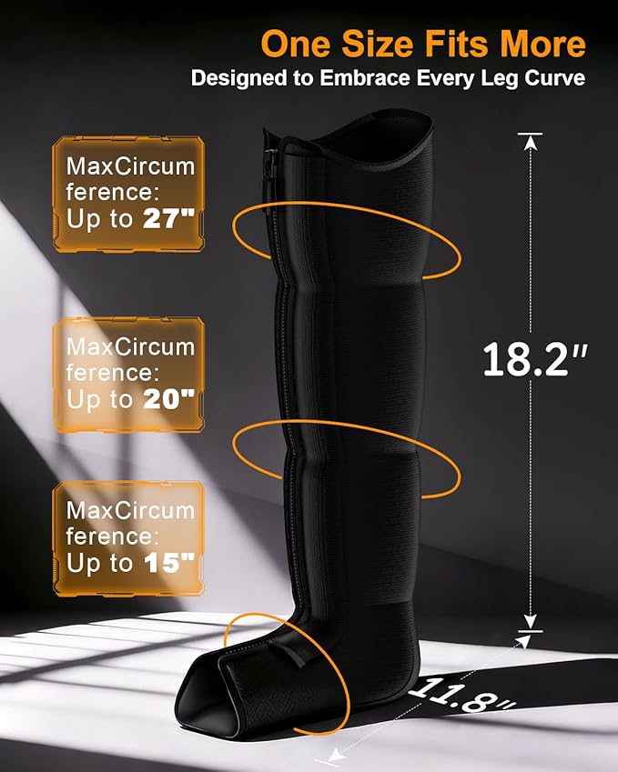 FSA-HSA Eligible Massager - Leg Massager for Circulation and Pain Relief FSA Foot Massager with 6 Modes 8 Intensities 3 Timers Leg Relaxation Pressure for Muscle Gift for Him Her (BlackMedium)