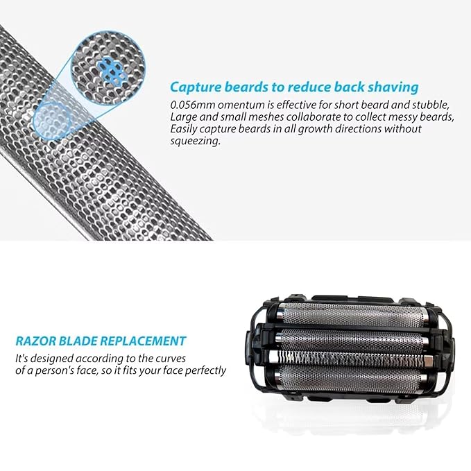 Upgraded Stainless Steel for Panasonic WES9025PC Set - A-RC4 Replacement Foil &amp Blade for ES-LA93-K ES-LA63AA Shavers