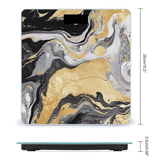 Black Golden Marble Ink Scale for Body Weight Highly Accurate Digital Bathroom Scale Sturdy Tempered Glass Weighing Scales with LCD Display Fashion Body Fat Smart Scales 400lb