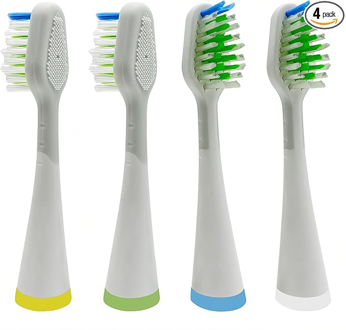 Replacement Toothbrush Heads with Tongue Scraper Compatible with Waterpik Complete Care 5.0 (WP-861 WP-871 WP-876 WP-881 WP-890) and Waterpik Complete Care 9.0 (CC-01CD012-1)White4 Count