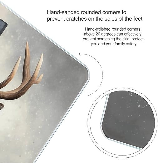 Animal Deer Scale for Body Weight Anti-Slip Tempered Glass Digital Bathroom Scales Clear LCD Display Weighing Scale Safe Rounded Corners Smart Scales