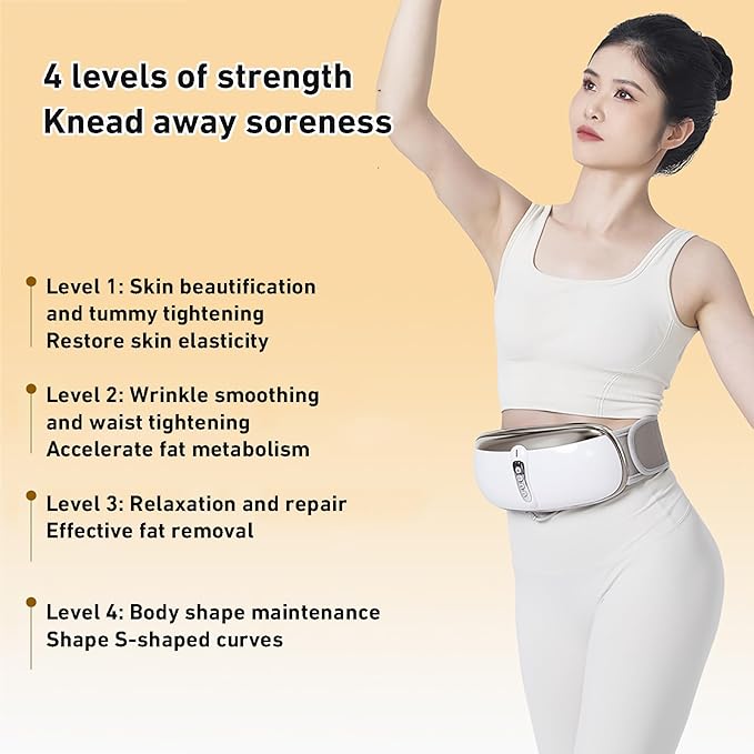 Electric Abdominal Massage Slimming Belt 4 Massage Intensities 100mm Diameter Enlarged Massage Plate for Back Massage Lifting Buttocks Slimming Belly and Thighs