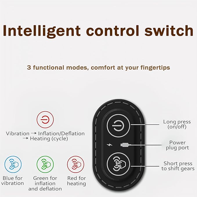 Smooth Spine Triple Fusion Back Massager 3-in-1 Electric Lumbar Support Pillow Heat Vibration Massage Lower Back Spine Decompression Device with Traction for Neck and Shoulder and Backs (Dark Gray)