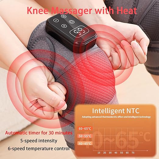 Knee Massager with Heat knee Heating Pad with 5 Vibration Modes Cordless 5 Heat LevelsAdjustable Temperature for Effective Knee Pain Relief Joint Discomfort Gifts for Seniors Men Women