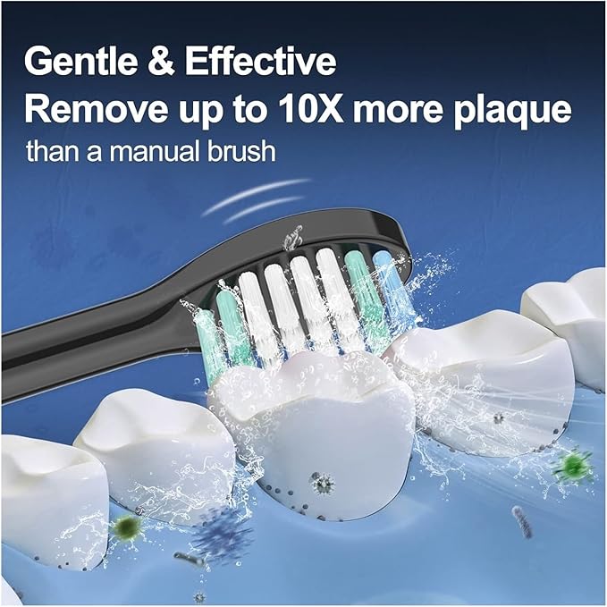 10pcs Replacement Toothbrush Heads Compatible for Aquasonic Black Series Pro Vibe Nylon Bristles(10pcs Black)