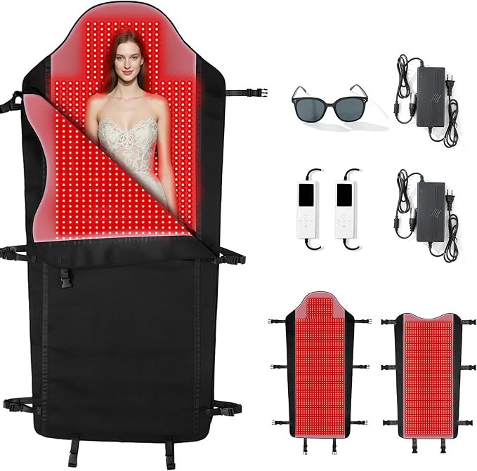 Red Light Therapy Mat for Full Body 75*35 Red Light Therapy Blanket with 2704 LEDs and Controller 660nm&amp850nm Near Infrared Light Therapy 3in1 LEDs Light Blanket for Back Waist Belly Joint Mu