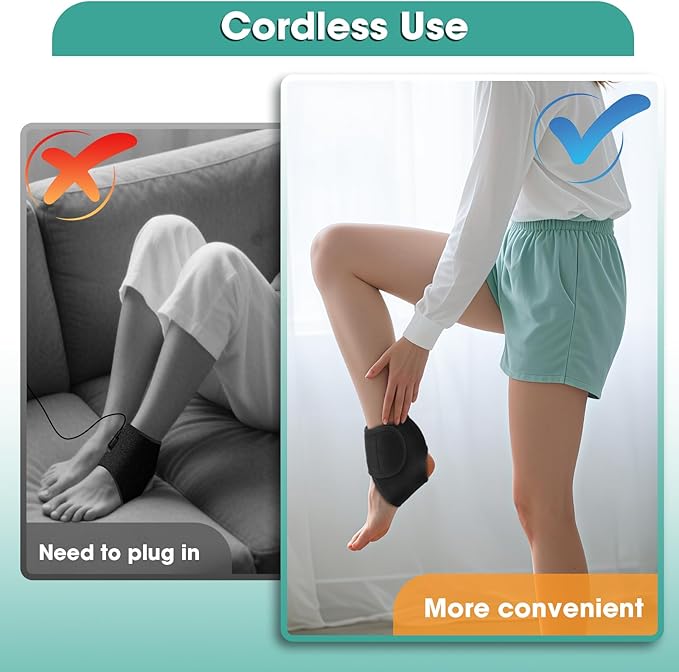 2PCS Foot Renew Massager for Neuropathy 3-in-1 Cordless Foot and Ankle Massager for Heel Arch &amp Ankle Relief 2000mAh Rechargeable Black