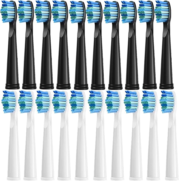 12/16/20PCS Electric Toothbrush HeadsCompatible for with D7/D8/FW507/FW508/FW551/917/959/Moderately Soft Bristles Brush(10White 10Black)