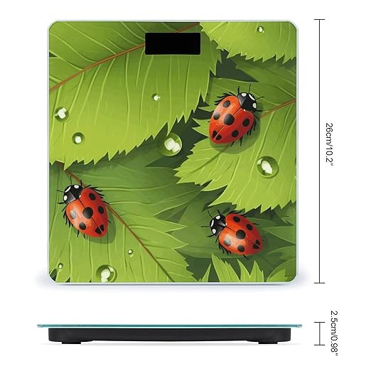 Leaves and Ladybugs Scale for Body Weight Highly Accurate Digital Bathroom Body Scale Digital Bathroom Scales for People Anti-Slip Large LCD Display Smart Scales
