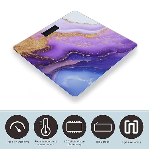Smart Scale for Body Weight Automatic Switch Digital Bathroom Weighing Scale Purple Gold Marble