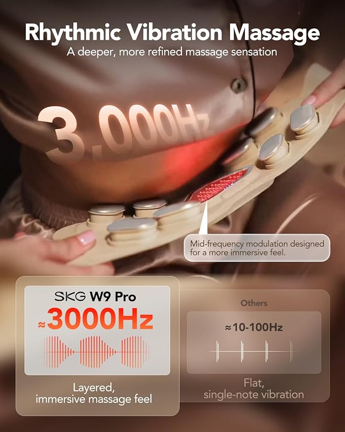 SKG Lower Back Massager for Pain Relief Deep Tissue Christmas Gifts for Men Women Adjustable Cordless Heating Pad Infrared Vibrating Back Massager Gifts for Dad Mom Grandpa