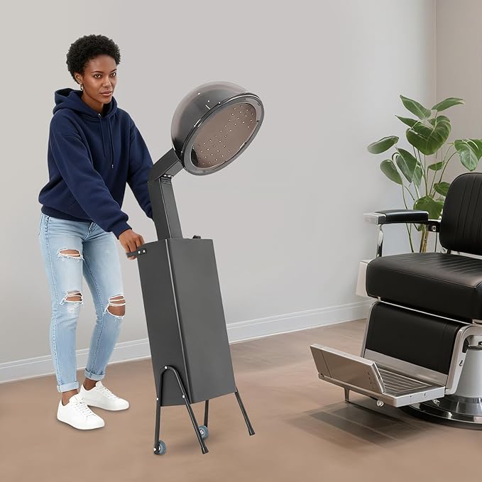 1200W Professional Hooded Hair Dryer Adjustable Standing Hair Dryer with 2 Wheels and 6.56ft Long Power Cord Salon Dryers with Hood Room Temperature to 70 ℃/158℉