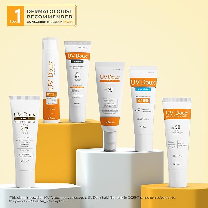 UV Doux Mineral Sunscreen SPF 50 PA+++ | Tinted Oil-Free Water Resistant No White Cast | Zinc &amp Iron Oxide | For Sensitive &amp Acne-Prone Skin Broad Spectrum 100% Mineral | Men Women 1.7oz P