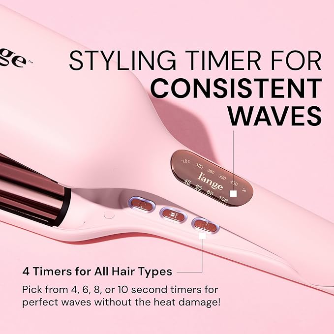 L'ANGE HAIR SculptWaver Titanium Deep Wave | Hair Crimper for Effortless Beach Waves | 3 Barrel Hair Waver with Adjustable Heat | Dual Voltage &amp Smart Timer | Styling Tools &amp Appliances Blush