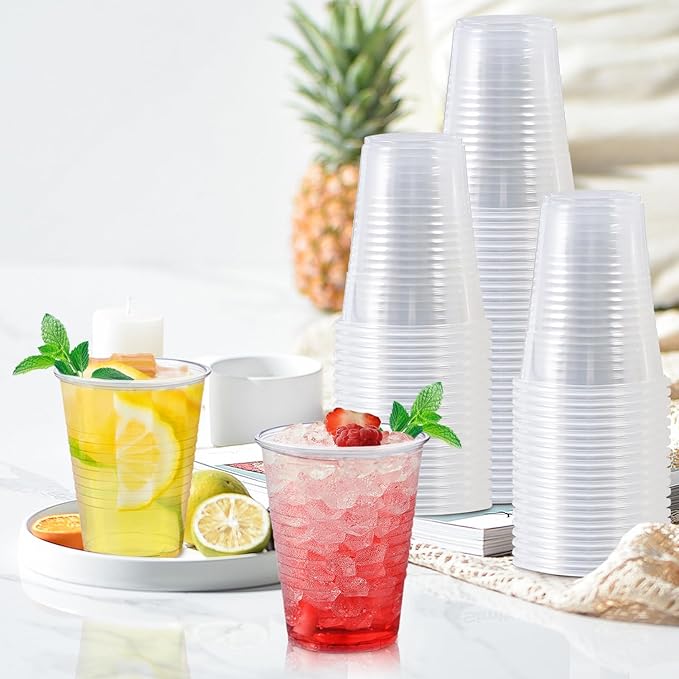 500 Pack 7 oz Plastic Cups Disposable Drinking Cups Water Cups Plastic Clear Cups for Party Wedding Graduation Travel Holiday Events BirthdayColdHot