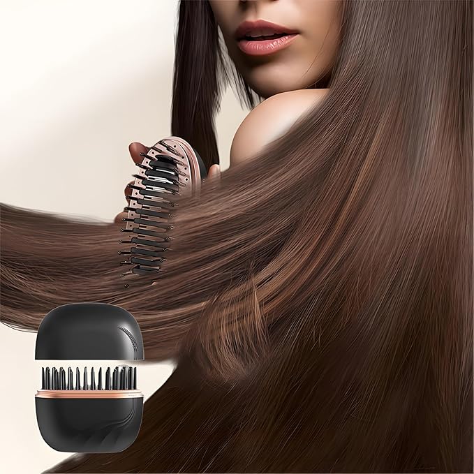 Cordless Mini Hair Straightener Comb Rechargeable Wireless Portable Hair Straightener Brush with 3 Temp Settings Fast Heating Travel Flat Iron Hot Comb for Women Idea for Home Travel (2PCS)