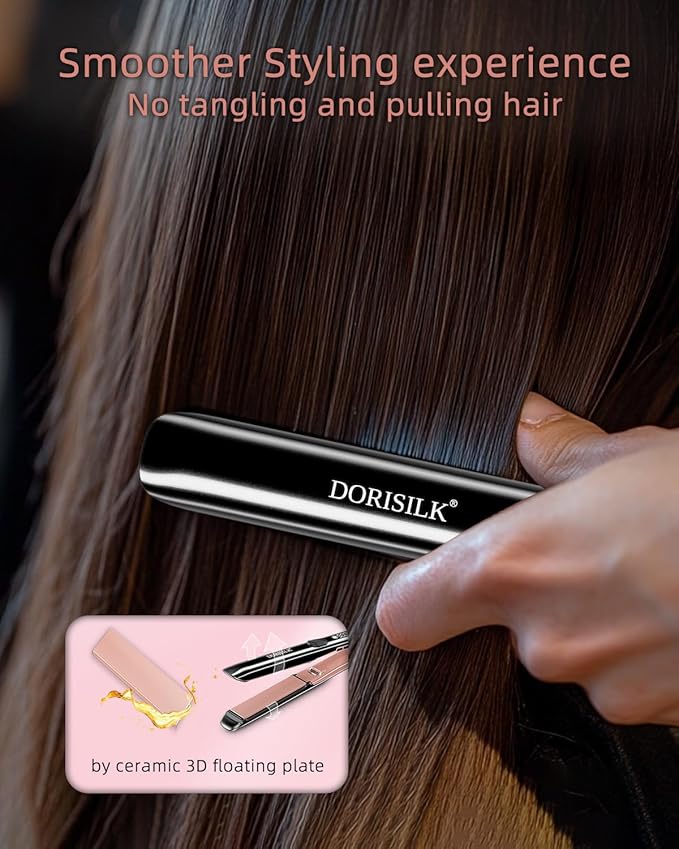 DORISILK 500 Degree High Temp Professional Hair Straightener30s Fast Heating Ceramic Flat Iron 2 in 1 Hair Straightener and CurlerPlasma Flat Iron Get Frizz-Free Dual Voltage for Travel Using