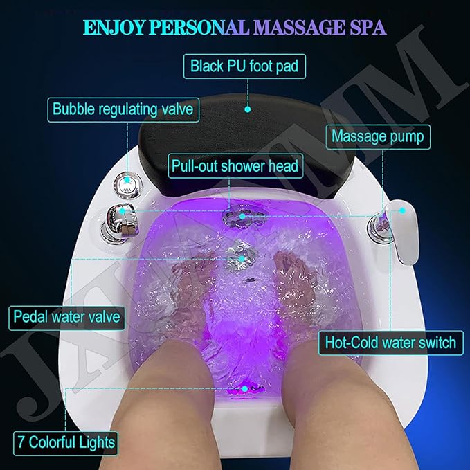 Portable Foot Spa Bathtub Acrylic Foot Bath Deep Foot Bath Spa with Massage can Automatically Drain and Adjust Hot and Cold Water Home Foot Spa Pedicure Bowl Foot Detox Bucket Tub for Treatme A