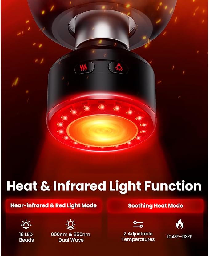BOB AND BRAD X6 Ultra Massage Gun with Heat and Infrared Light Metal Head Professional Percussion Deep Tissue Muscle Massager Gun for Athletes with 6 Replacements