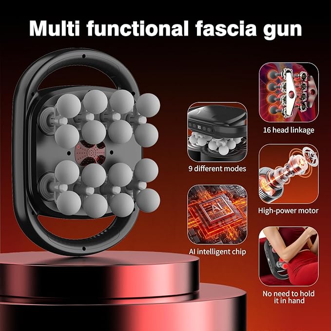 New 16 Head Massage Gun Set Muscle Relaxation Massage Suitablefor Back Leg and Foot Muscle Relaxation Deep Tissue Massage GunPortable 30-SpeedSettings (with 16 Gray Massage Heads)