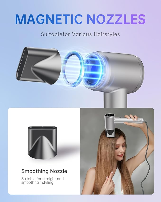 Hair Dryer Professional 600 Mmillion Ionic Hair Dryer for Women Men Travel Salon Fast Drying Low Noise Lightweight Mini Hair Blow Dryer Without Heat Damage for Fine Hair(Slive)