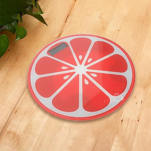 Digital Watermelon Design Weight Scale Portable Mini Round Body Weight Scale for Bathroom Use Orange Model Battery Not Included