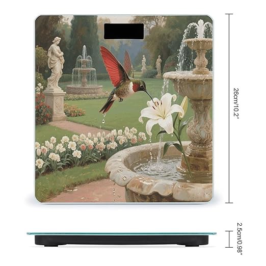 Hummingbird Garden Bathroom Scale for Body Weight LCD Display Digital Bathroom Scale Tempered Glass Bathroom Weight Scales Fashion Smart Scales for Home Bedroom 400 Lb