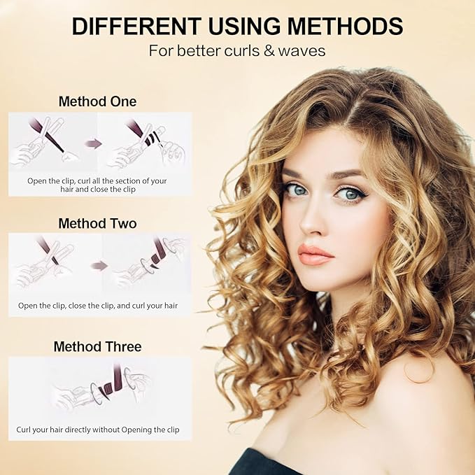 DAN Technology 5/8 Inch Curling Iron Wand Tourmaline Ceramic Hair Curler with LCD Display (180°F–430°F) Fast Heating Dual Voltage Auto Shut-Off Black &amp Gold