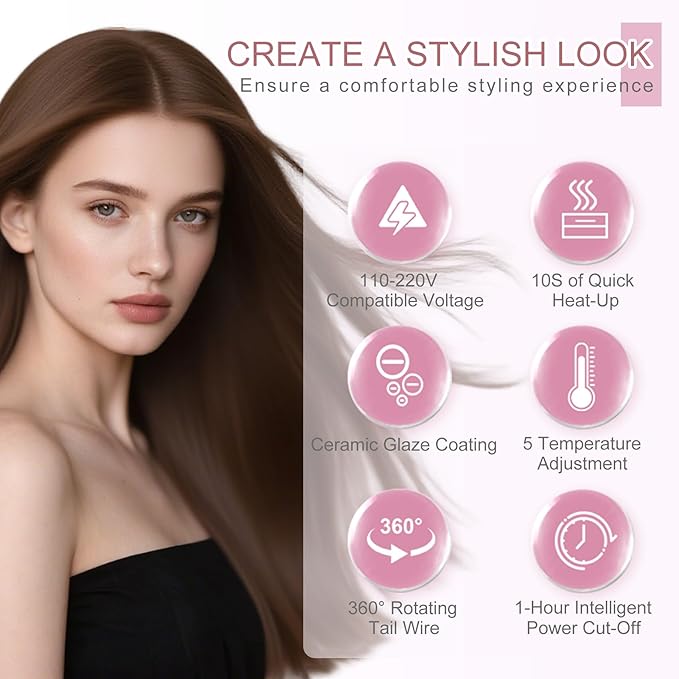 2 in 1 Hair Straightener for Women Ceramic Flat Iron with 12 Temperature Settings Fast Heating Ionic Flat Iron Hair Straightener with Intelligent Power Off for Less Frizz Shines and Smooth (Grey)