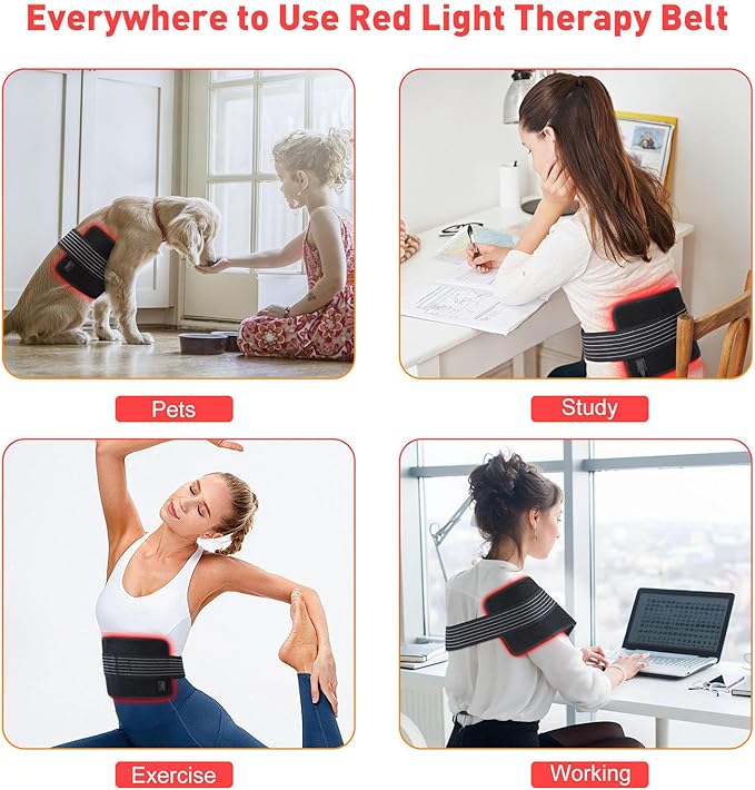 Red Light Therapy Belt for Pain Relief Infrared Light Therapy for Body Wearable Wrap with Timer for Back Shoulder Waist Muscle Pain ReliefReduce Inflammation and Joint Pain