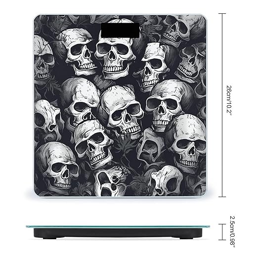 Skulls Pattern Bathroom Scale for Body Weight LCD Display Digital Bathroom Scale Tempered Glass Bathroom Weight Scales Fashion Smart Scales for Home Bedroom 400 Lb