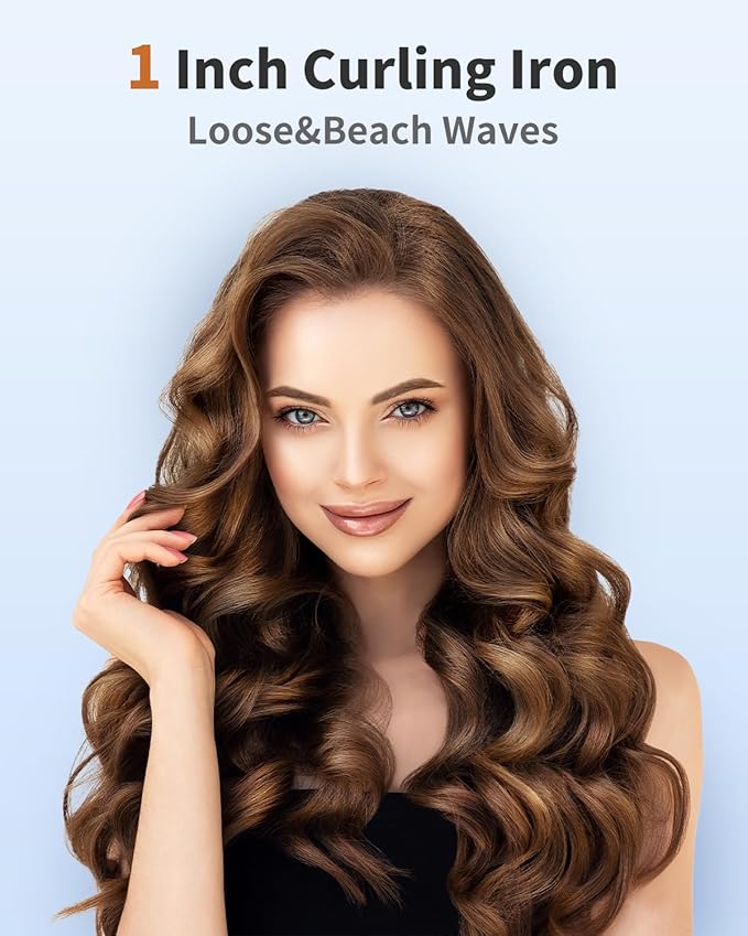1 Inch Curling Wand Long Barrel Dual Voltage Hair Curling Iron Wand Ceramic for Long Hair10 Adjustable Temp