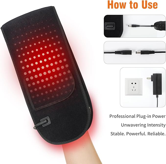 Red Light Therapy for Hands &amp Wrists 360° Dual-Sided 150 LEDs Heated Gloves with Auto-Off Timer Near Infrared Belt for Body Waist Finger Palm Elbow &amp Joint 660nm &amp 850nm