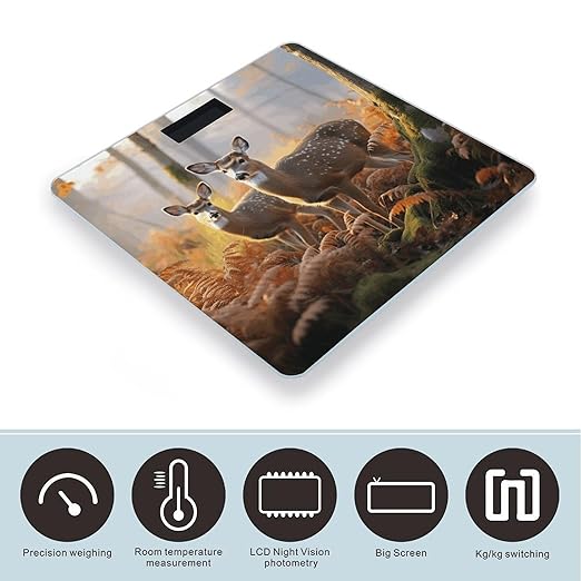 Cute Deers Digital Bathroom Scale for Body Weight Weighing Scale with Backlit LCD Display High Precision Measurements &amp Measures Weight Up to 180kg