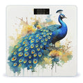 Peacock Watercolor Painting Bathroom Scale for Body Weight Bathroom Weighing Scale with Backlit LCD Display Highly Accurate Measures Weight Up to 180kg