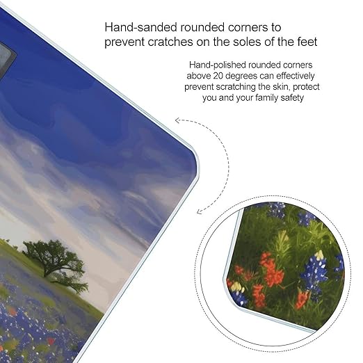 Texas Bluebonnets Scenery Weight Scale Large Bathroom Scales Digital Weight with Bright LED Display Non Slip Automatic Weighing Scale Fashion Weighing Machine for Body