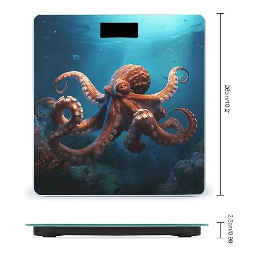Ocean Animal OctopusScale for Body Weight with LCD High Precision Weighing Scales Fashion Sturdy Tempered Glass Weight Scales Easy-to-Read Digital Bathroom Scale for Daily 400lb